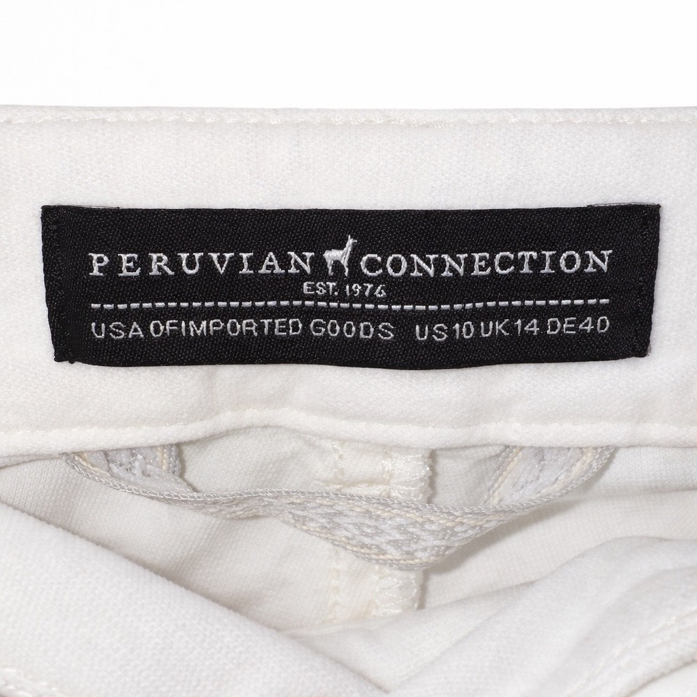 Peruvian Connection White Velveteen Pants Women's Size 10 Made USA Stretch Twill - Picture 4 of 5